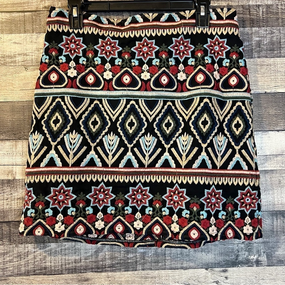 Ellison Embroidered Boho Art to Wear Mini Pencil Skirt Bohemian